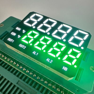 Dual Line 4+4 Digit White /Pure Green Customized 7 Segment LED Display Common Anode 26*38MM for Temperature Indicator